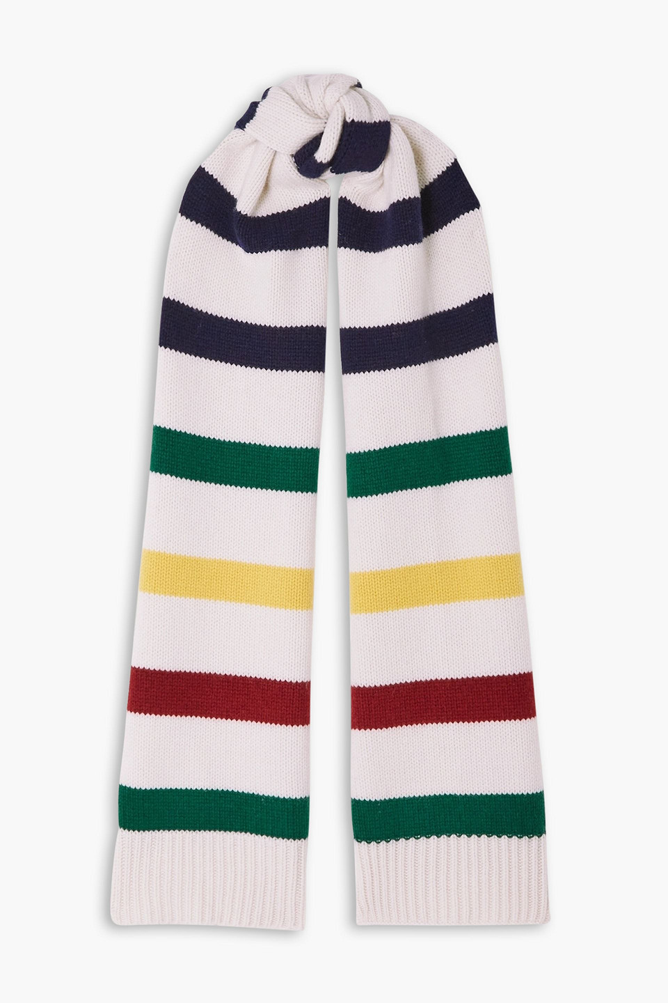 La Ligne Striped Wool And Cashmere-blend Scarf In Cream