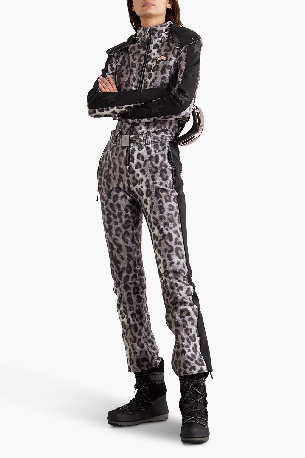 JETSET Magic Ghoster leopard-print hooded ski suit