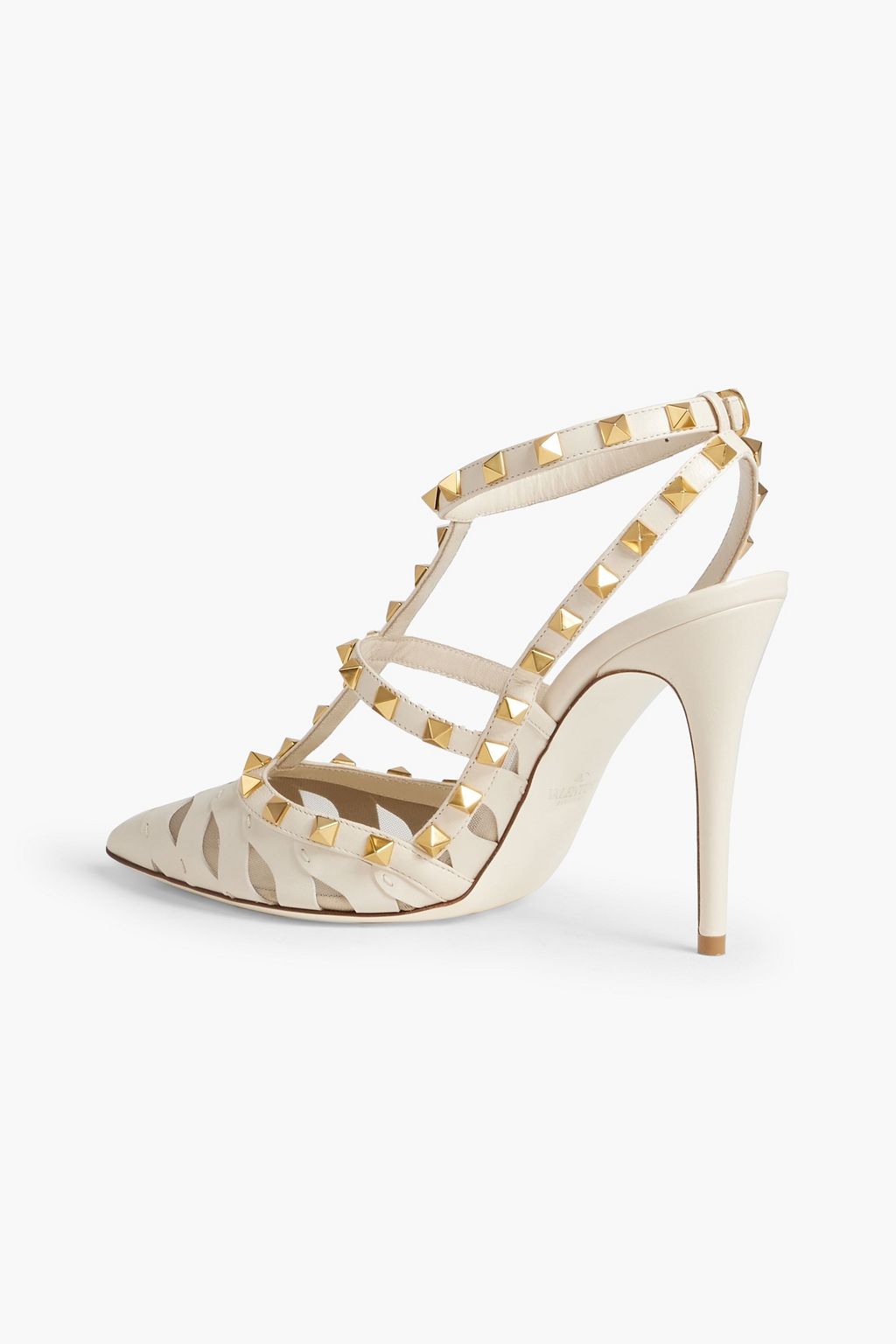 VALENTINO GARAVANI Rockstud laser-cut leather and mesh pumps