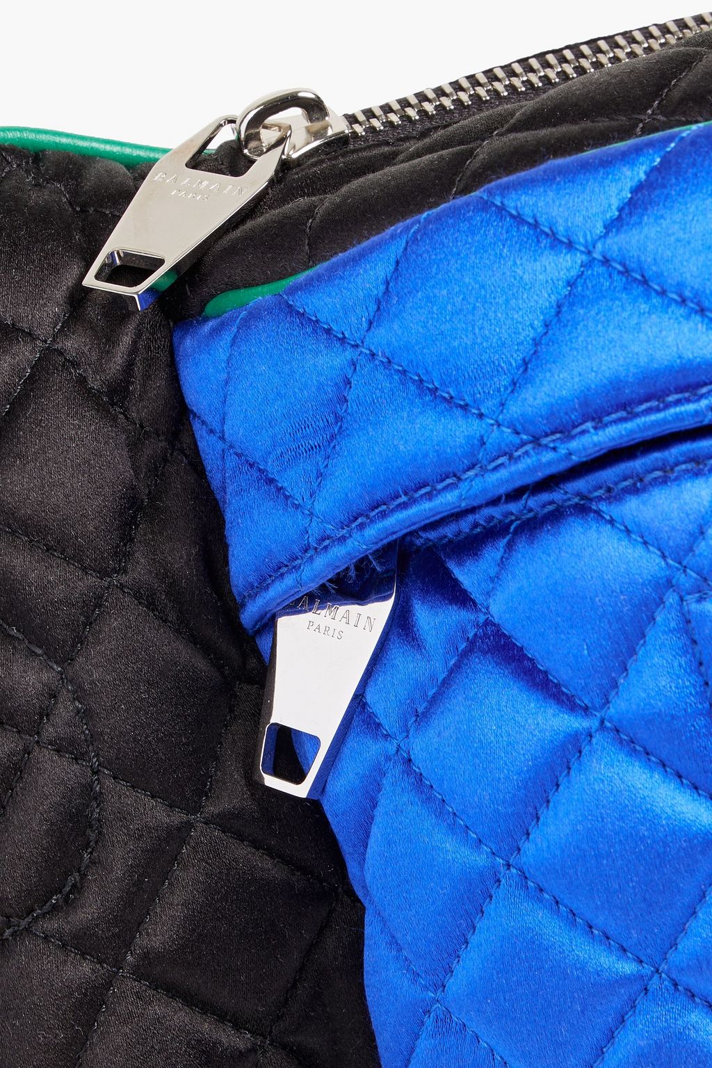 BALMAIN Quilted two-tone silk-satin belt bag
