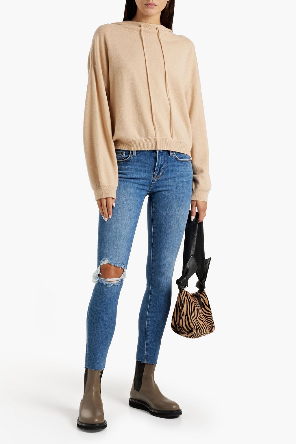 FRAME Le Skinny de Jeanne cropped distressed mid-rise skinny jeans