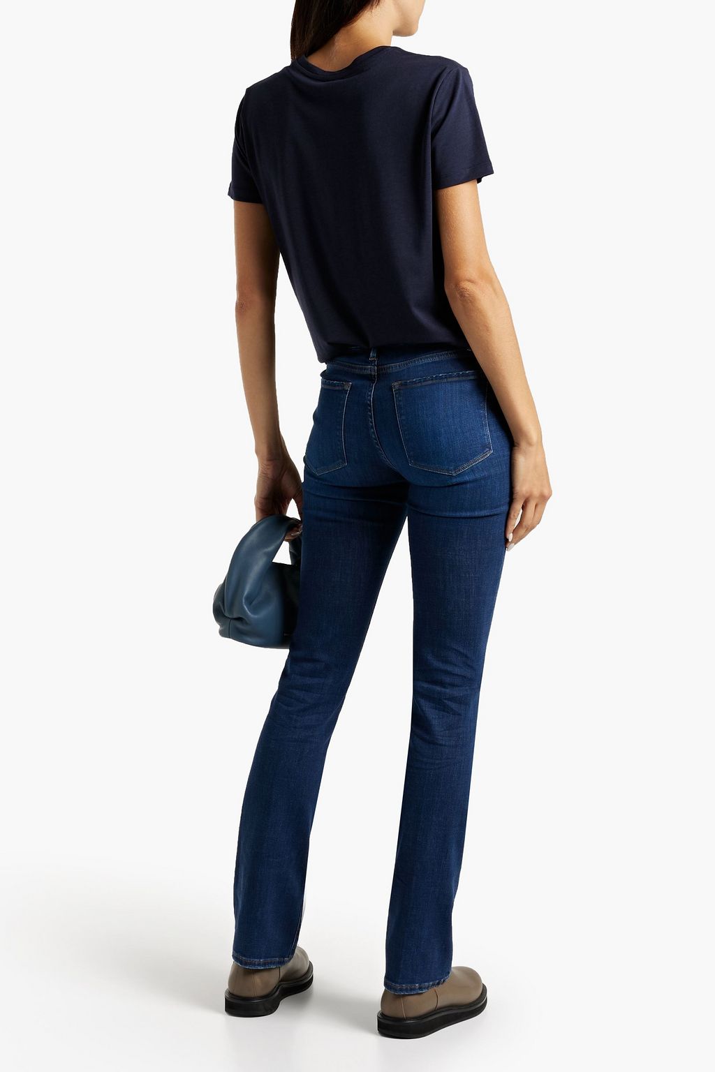 FRAME Le Mini Boot distressed mid-rise bootcut jeans