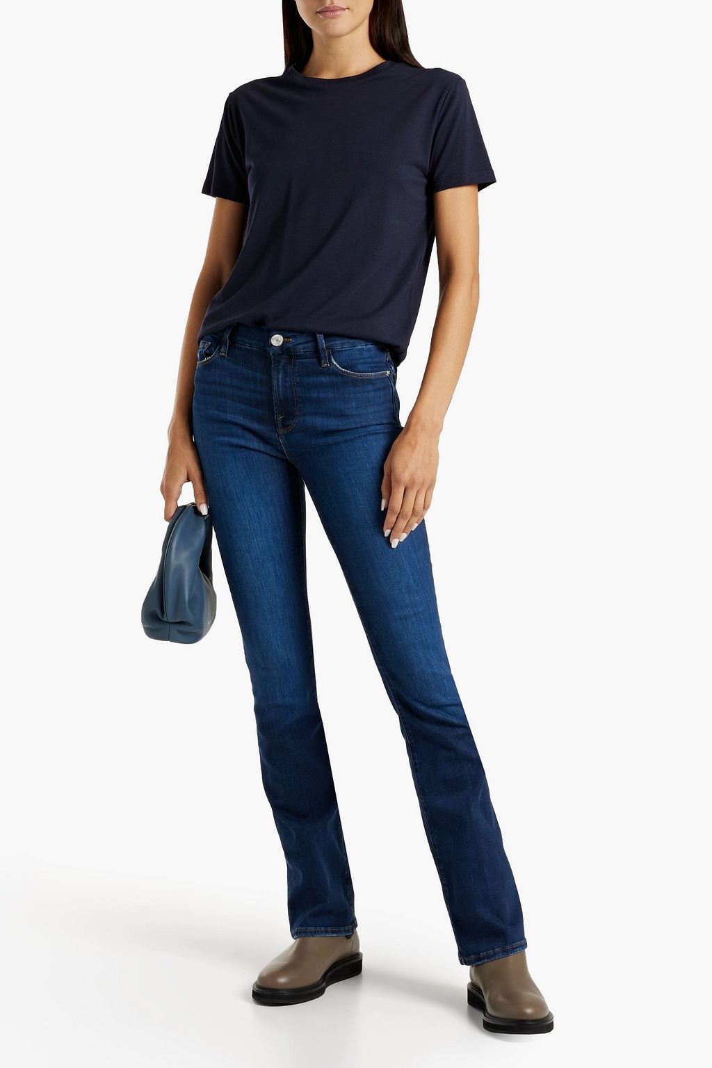 FRAME Le Mini Boot distressed mid-rise bootcut jeans