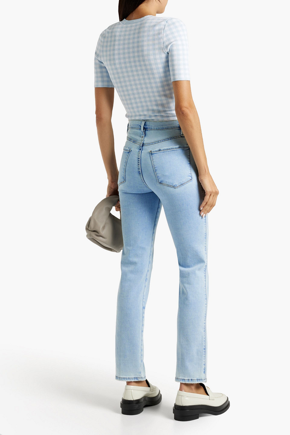 Shop Frame Le Sylvie Slender High-rise Straight-leg Jeans In Light Denim