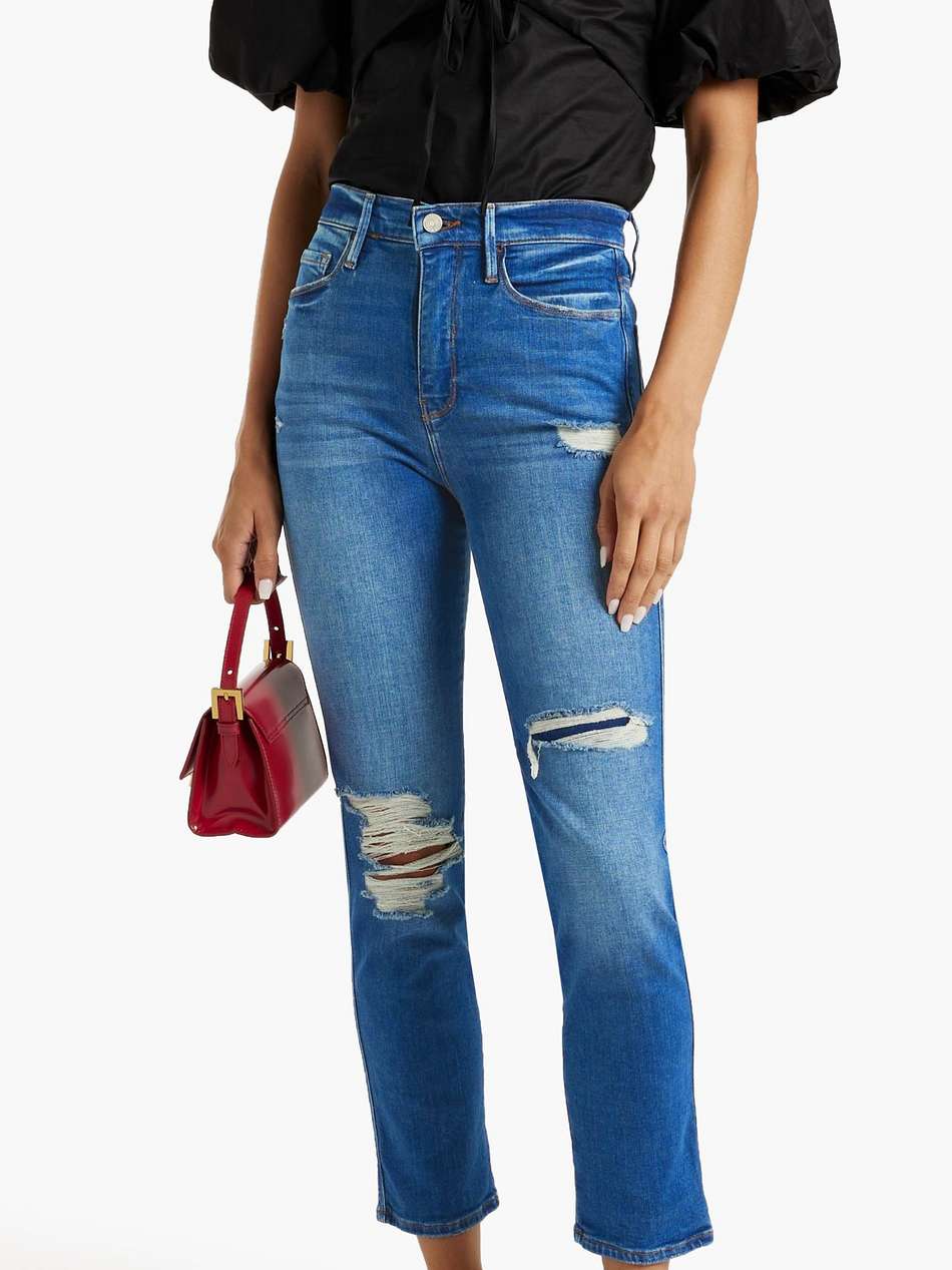 le sylvie slender distressed high-rise slim-leg jeans