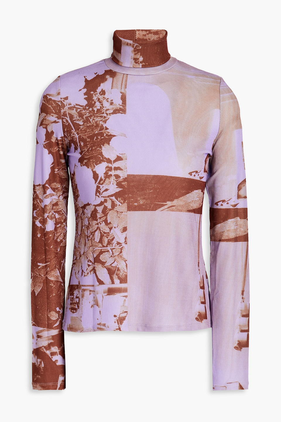 Rejina Pyo Logan Printed Jersey Turtleneck Top In Pink