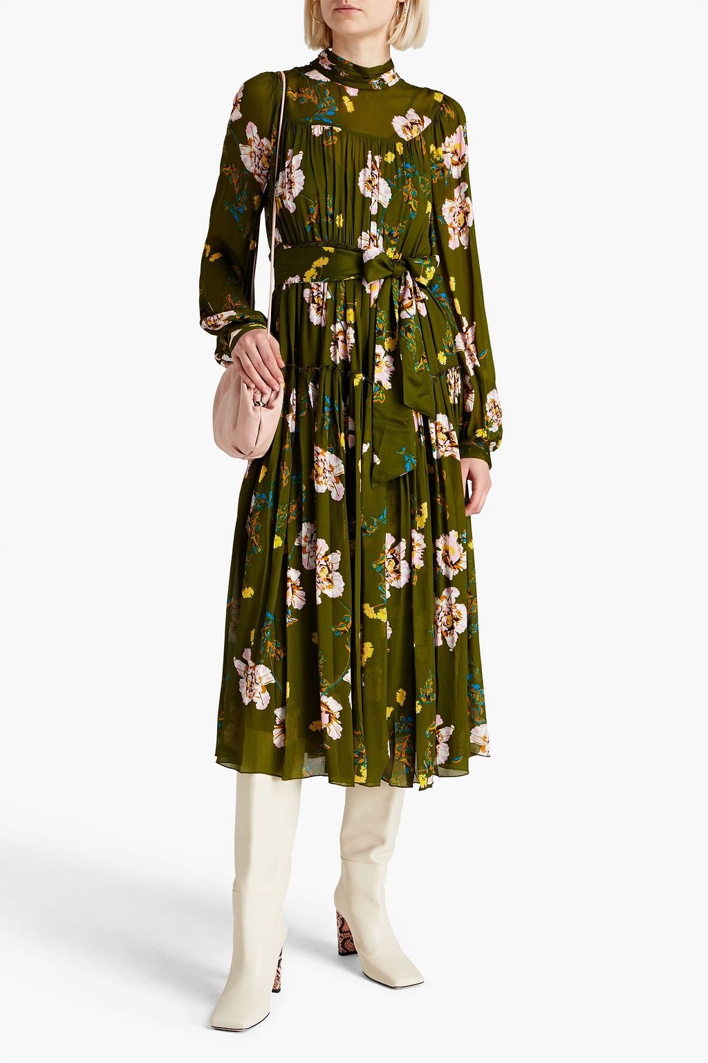 DIANE VON FURSTENBERG Kent pleated floral-print crepe midi dress