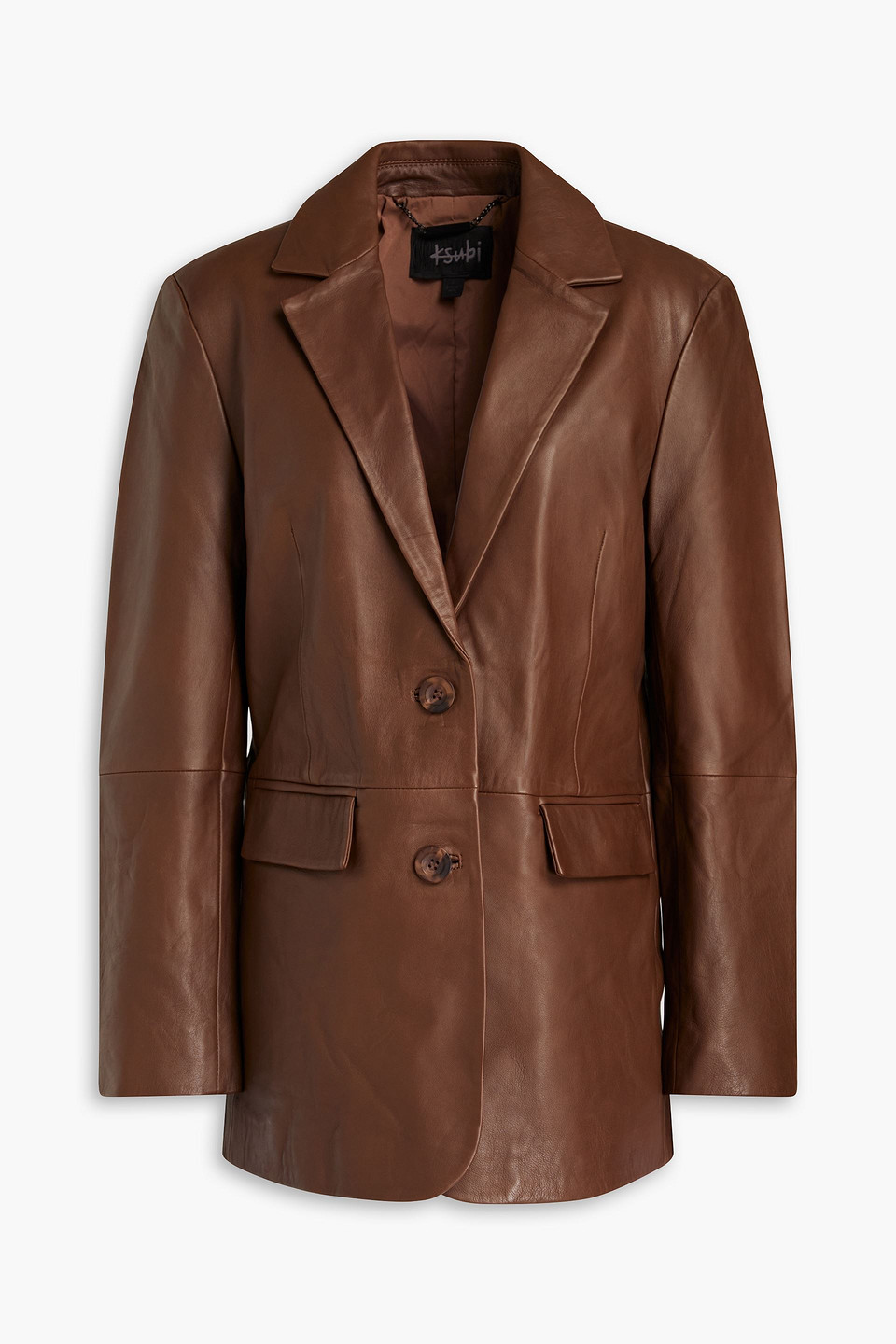 Ksubi Crossin Leather Blazer In Brown