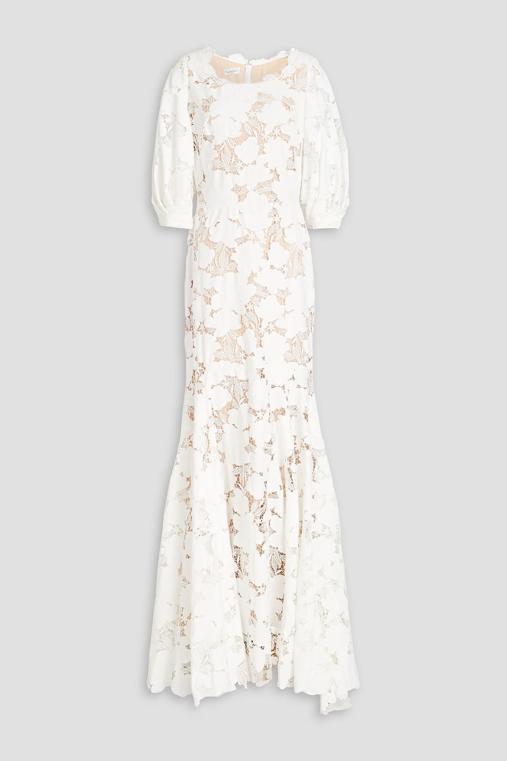 OSCAR DE LA RENTA Gathered guipure lace gown | THE OUTNET