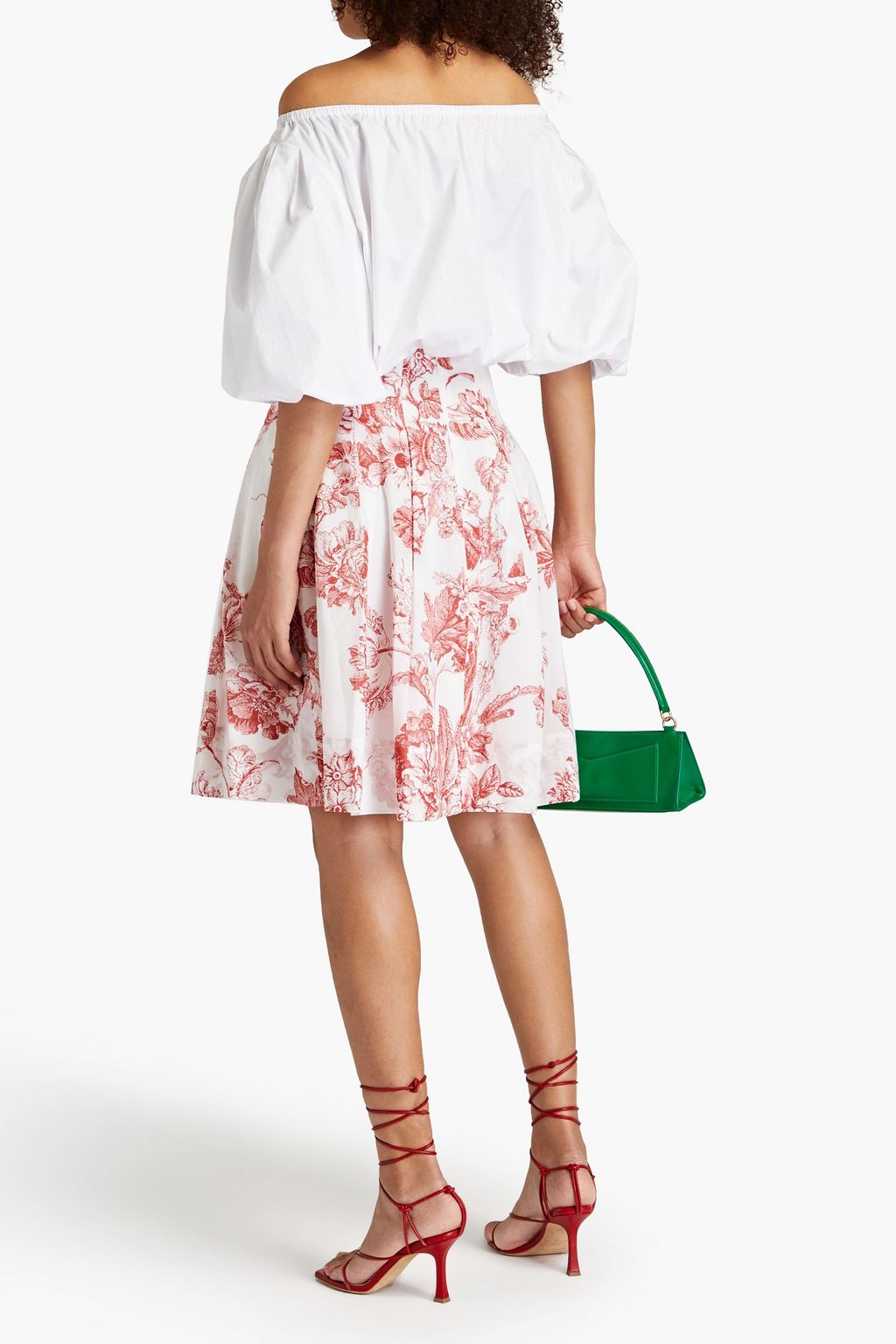 OSCAR DE LA RENTA Floral-print cotton-voile skirt