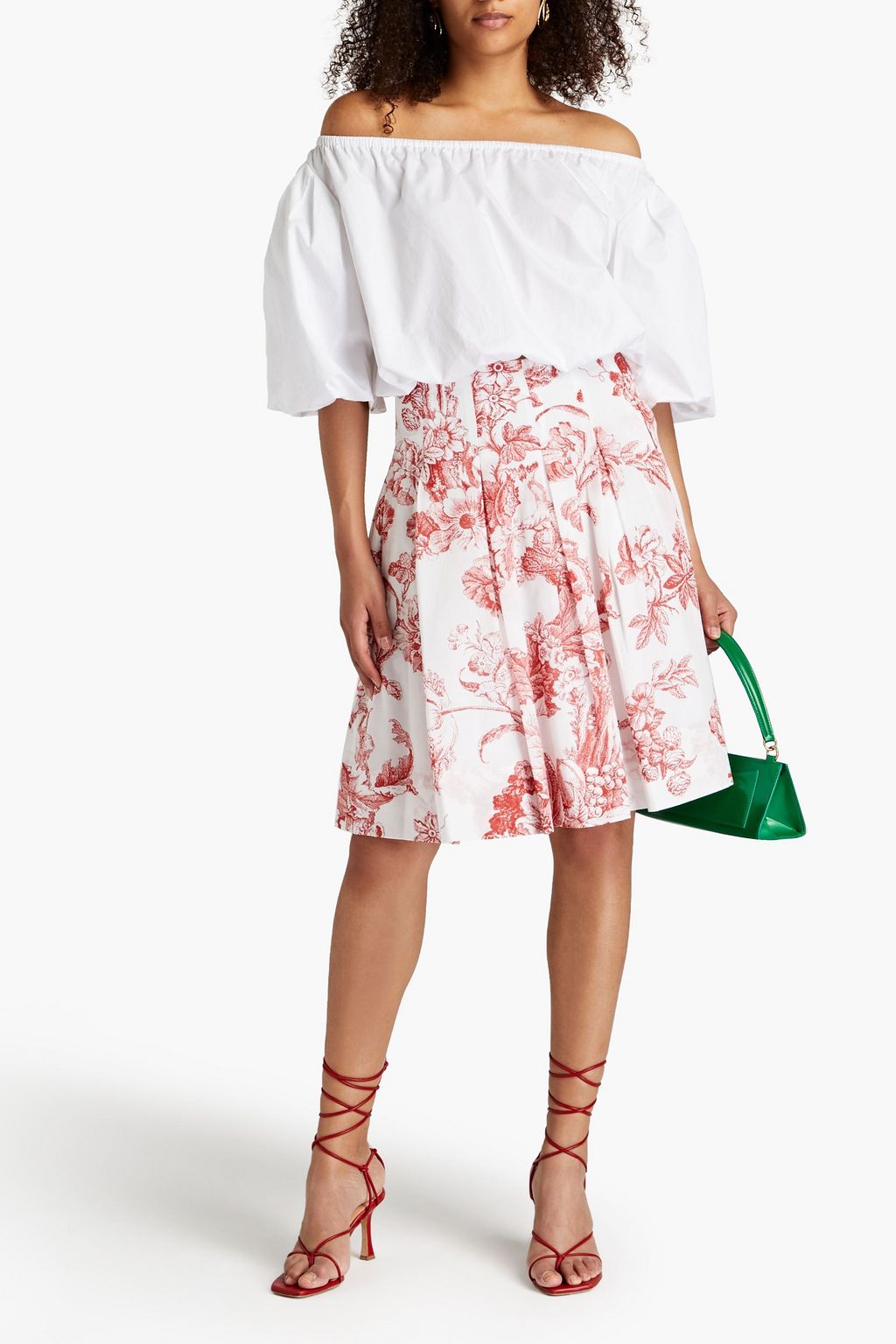 OSCAR DE LA RENTA Floral-print cotton-voile skirt