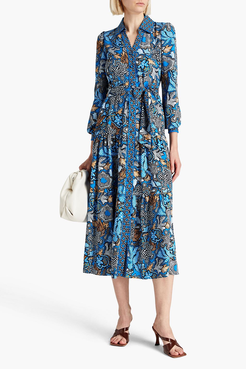 DIANE VON FURSTENBERG Alea belted printed crepe midi shirt dress | THE ...