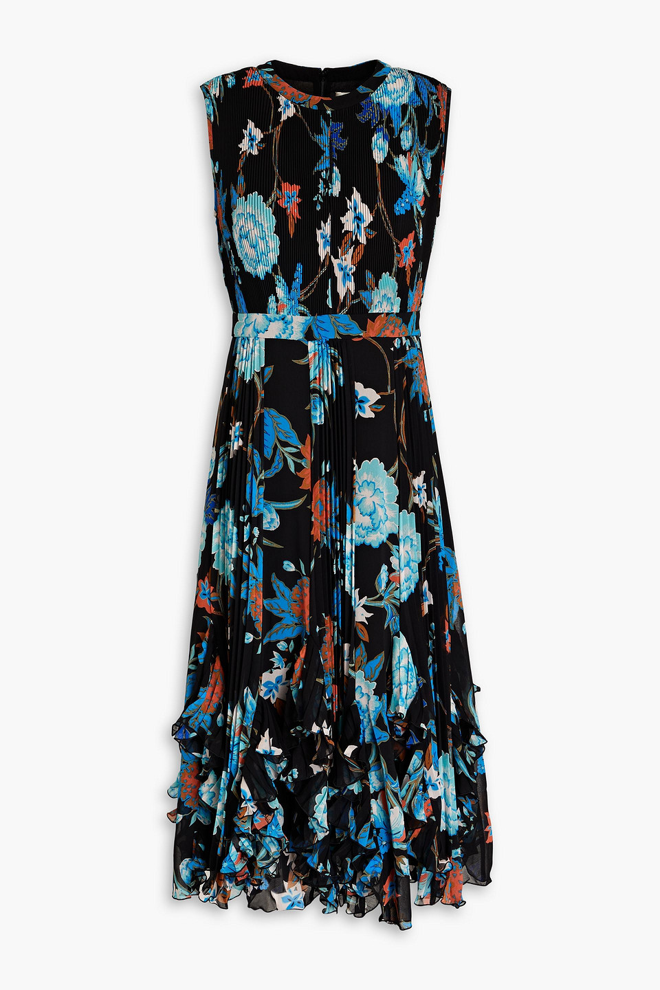 strapless open back dress Floral Pleated Bubble Hem Top (Size Medium)