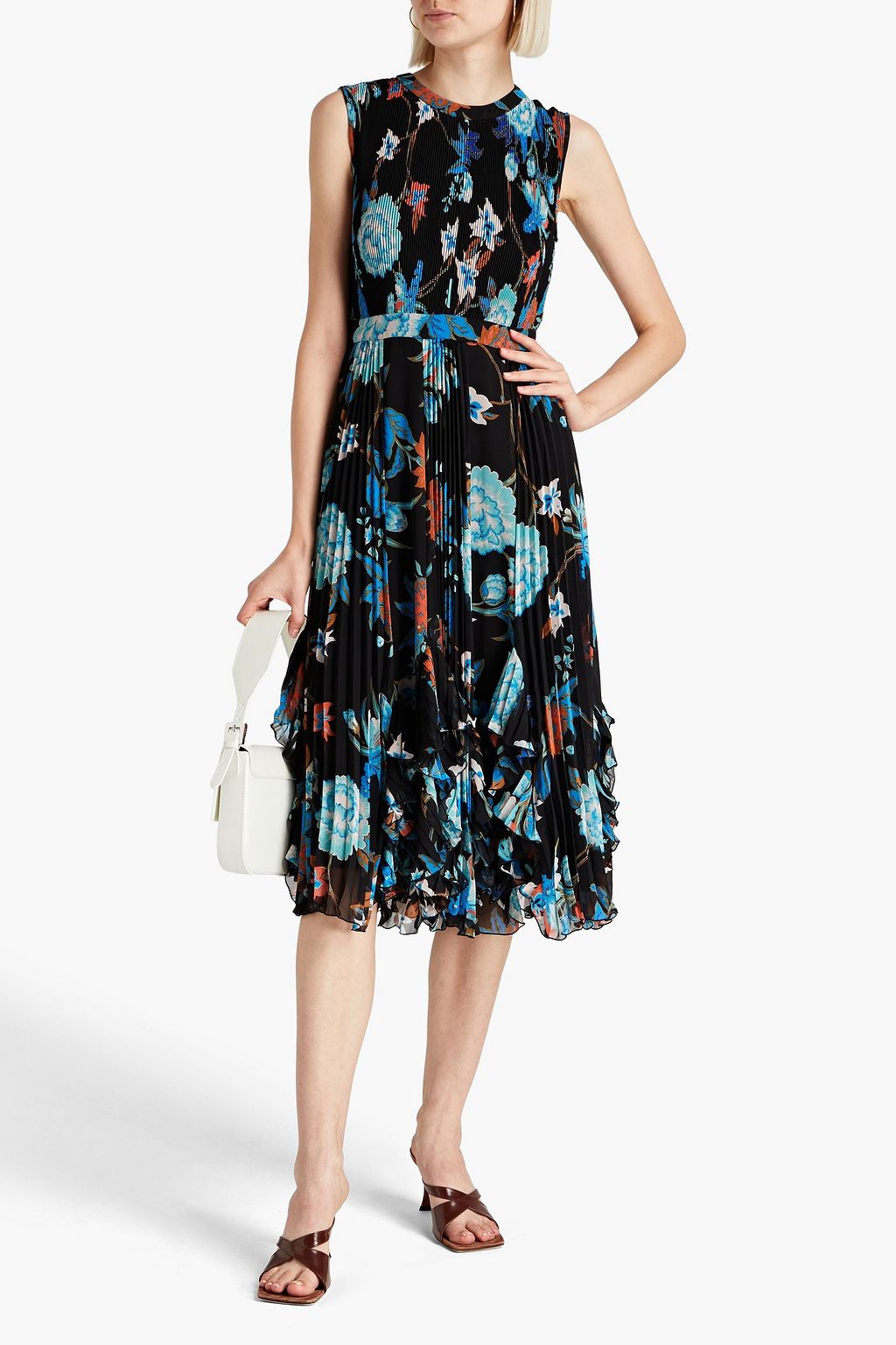DIANE VON FURSTENBERG Darien pleated floral-print georgette midi dress