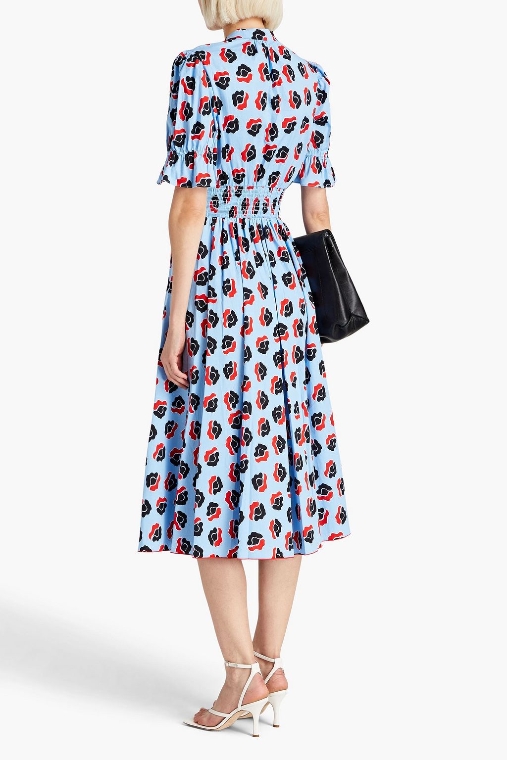 DIANE VON FURSTENBERG فستان متوسط الطول ’إيريكا’ من البوبلين المصنوع من مزيج القطن بتصميم ملموم مزين بطبعات