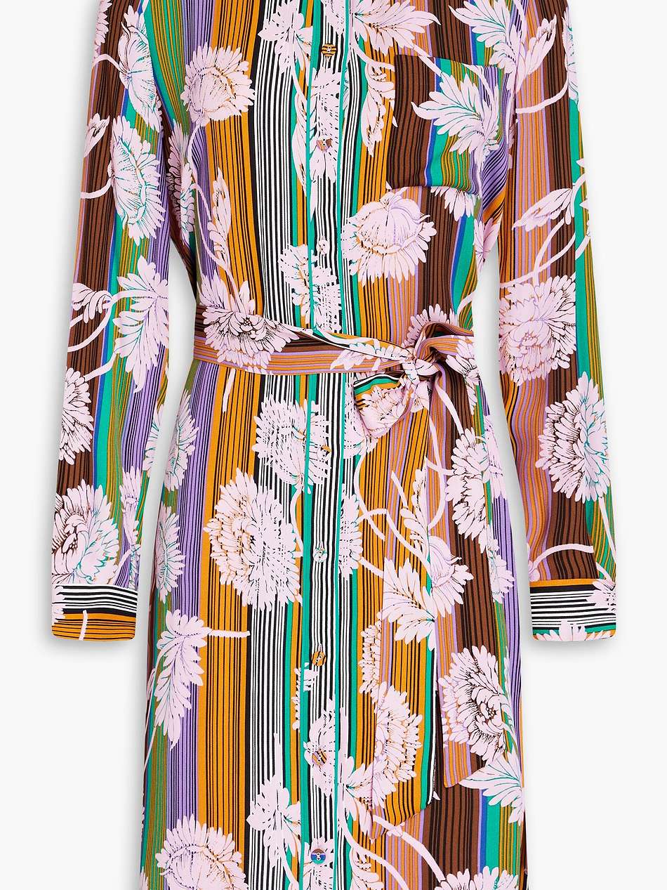 prita printed crepe de chine mini shirt dress