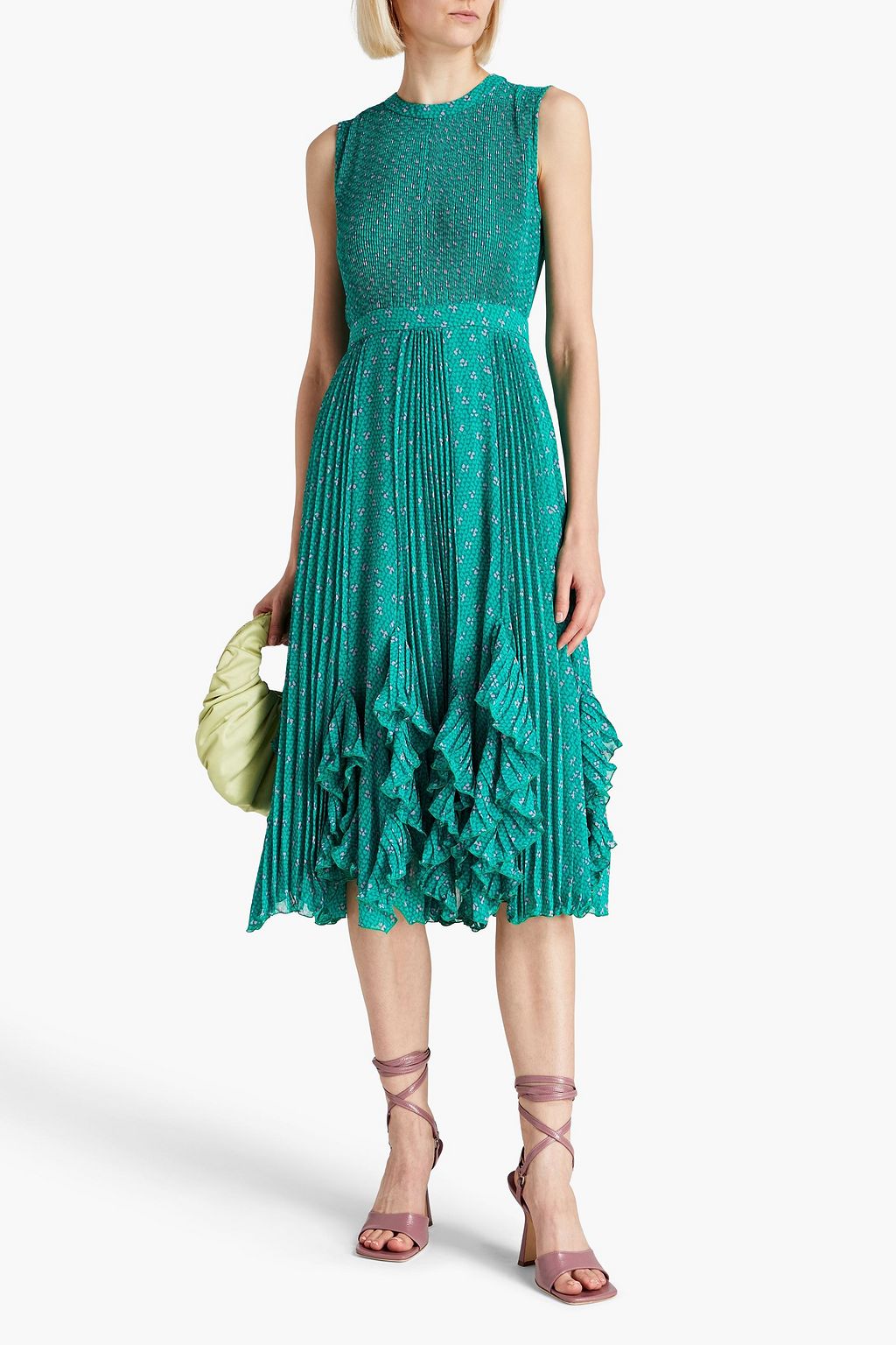 DIANE VON FURSTENBERG Darien pleated floral-print georgette midi dress