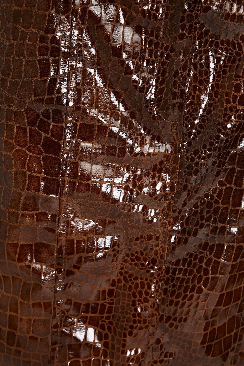 REJINA PYO Erin croc-effect faux patent-leather skirt