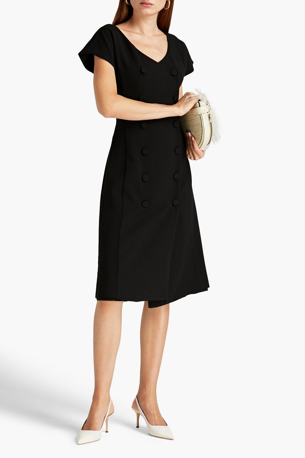 BLACK HALO Braxton Midikleid aus Crêpe mit Zierknöpfen