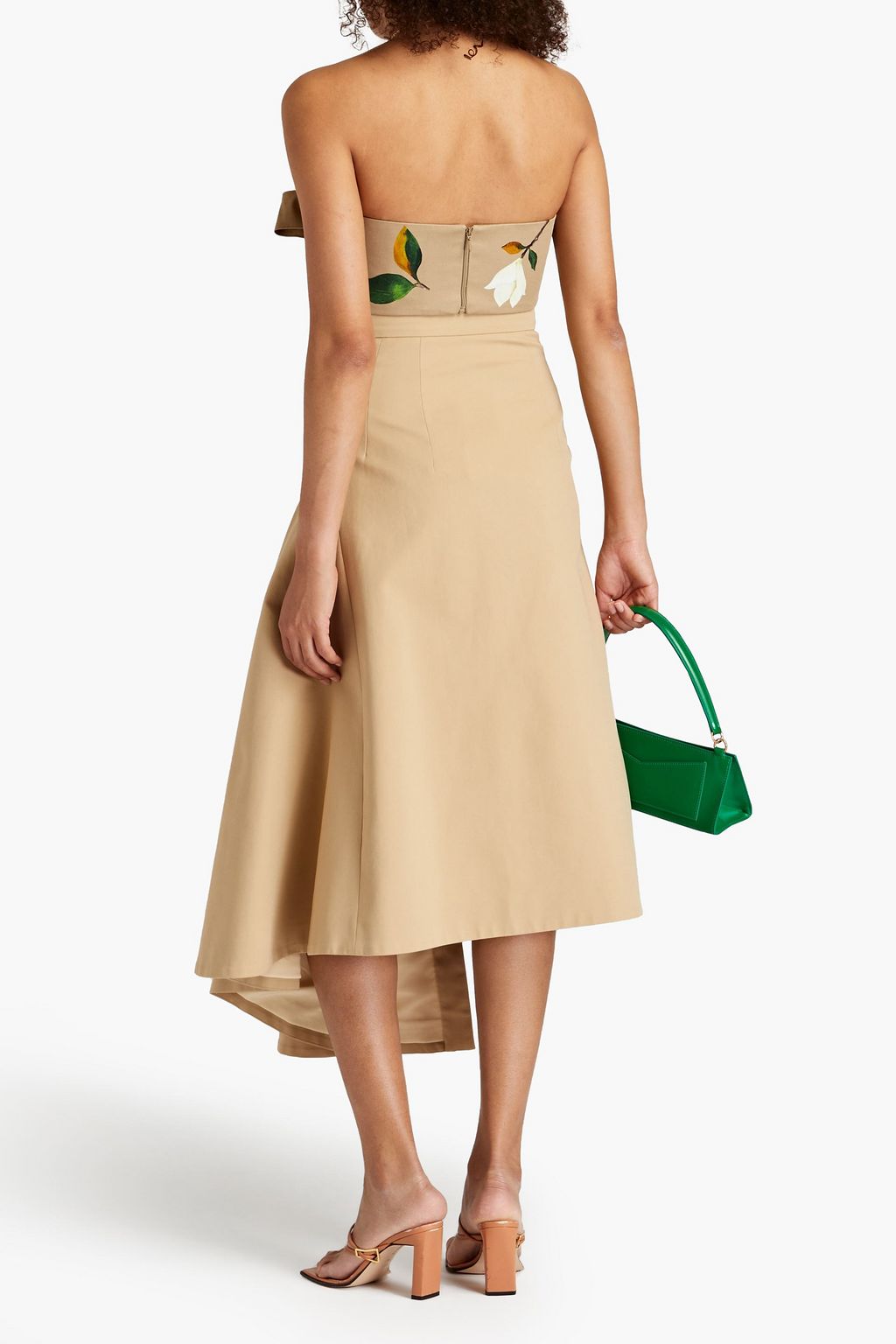 OSCAR DE LA RENTA Strapless cropped floral-print cotton-blend twill top