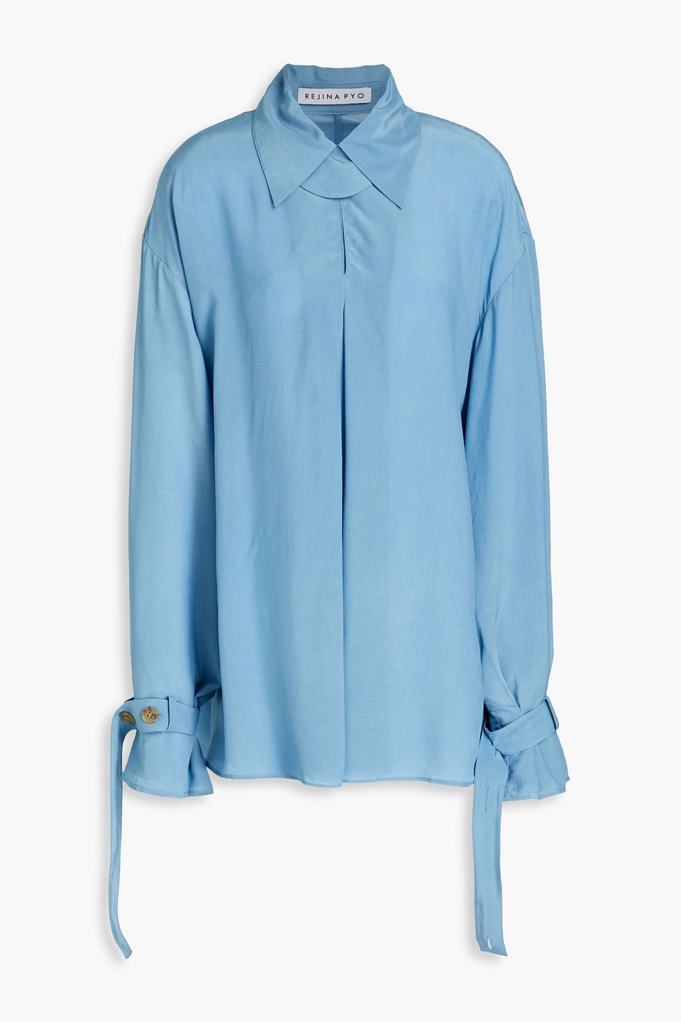 Rejina Pyo Astrid Pleated Cady Blouse In Blue