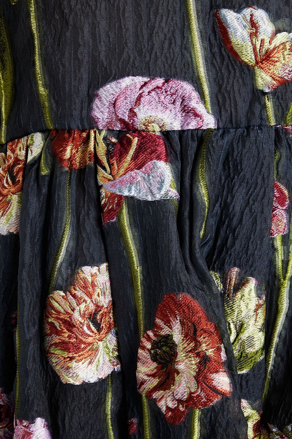 OSCAR DE LA RENTA Pleated cloqué-jacquard mini dress