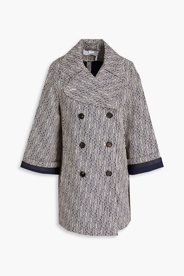 Logo-print cotton-gabardine trench coat