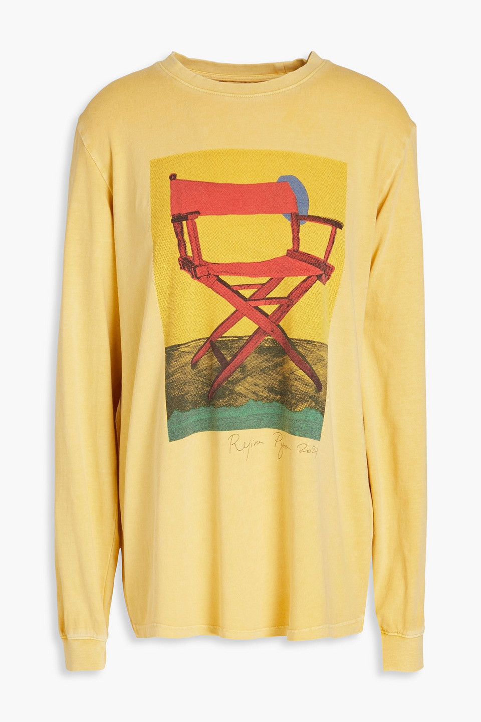 Rejina Pyo Kleran Printed Organic Cotton-jersey Top In Yellow