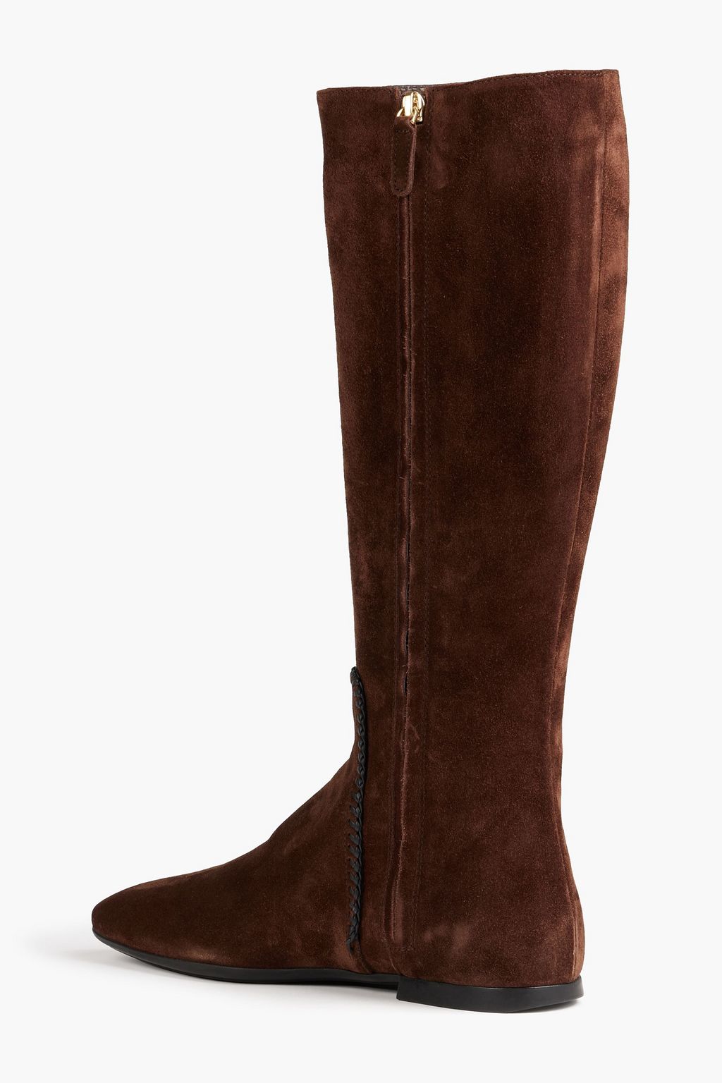 TOD'S Kniehohe Stiefel aus Veloursleder mit Details im Überwendlichstich