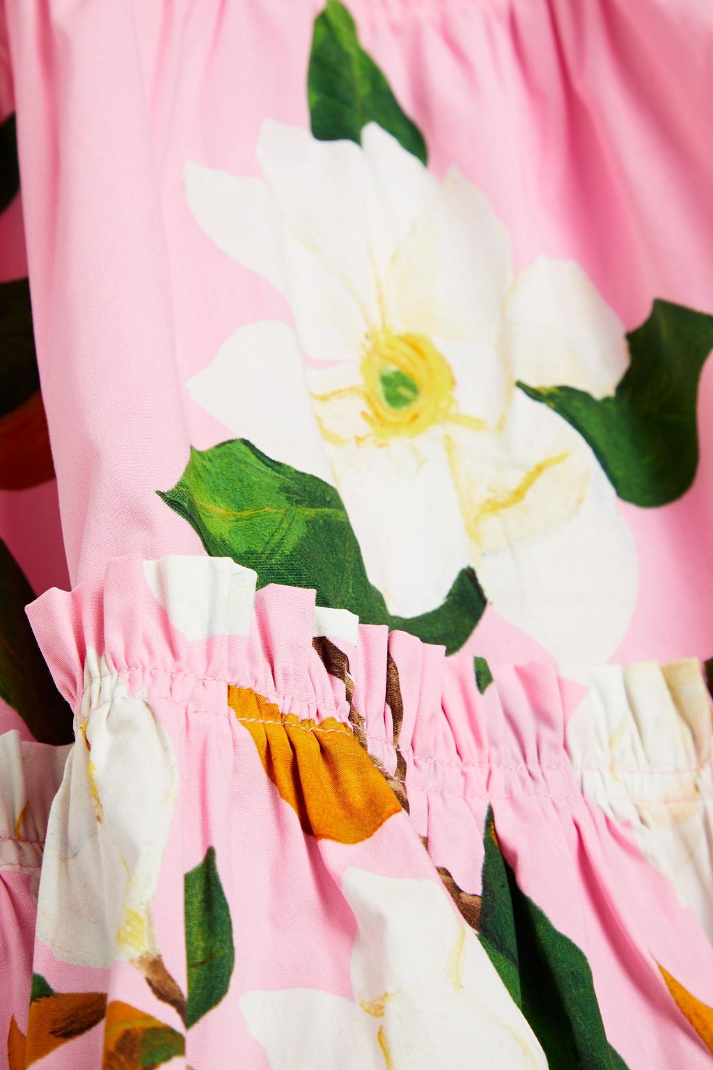 OSCAR DE LA RENTA Tiered floral-print cotton-blend poplin mini dress