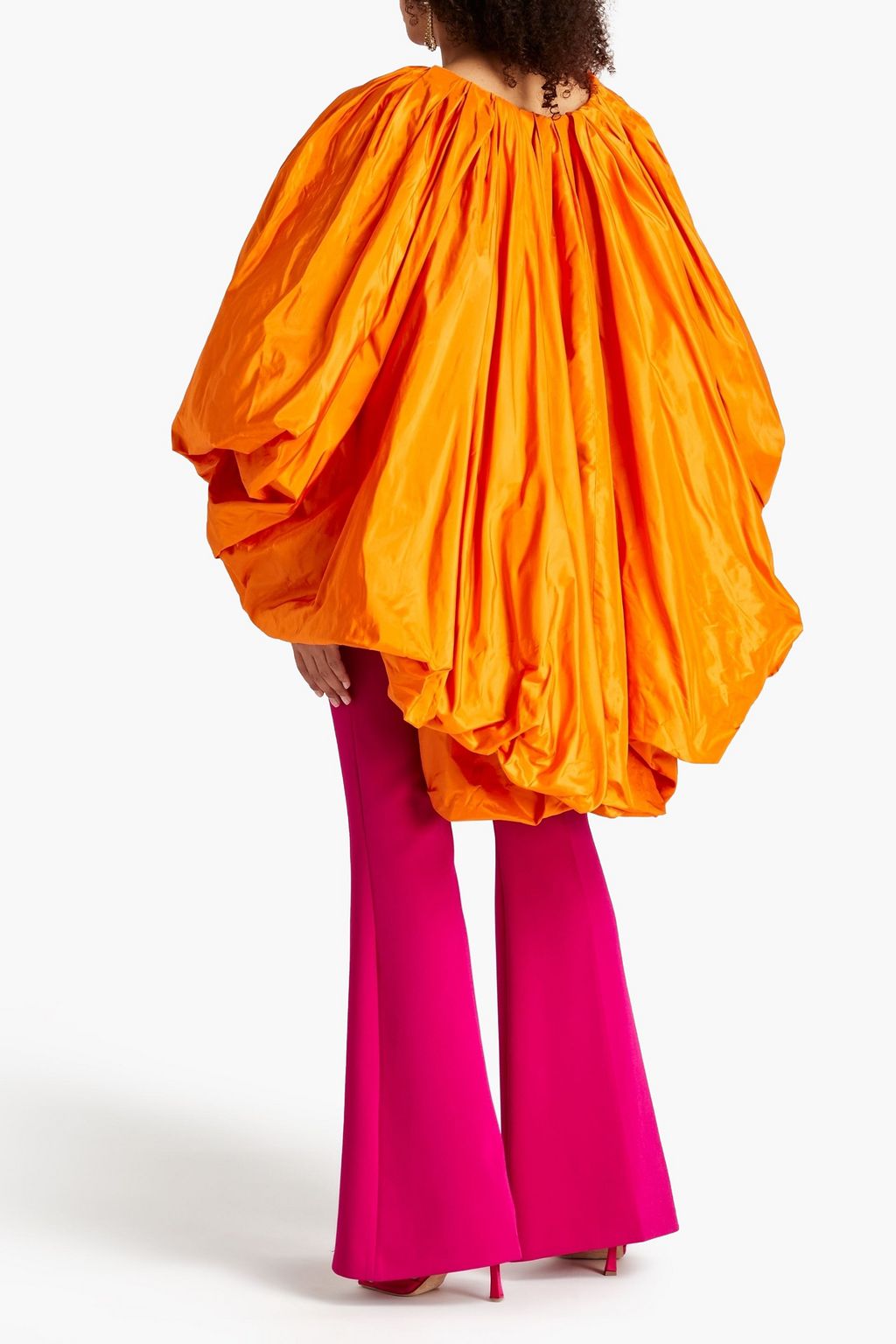 OSCAR DE LA RENTA Gathered silk-taffeta blouse