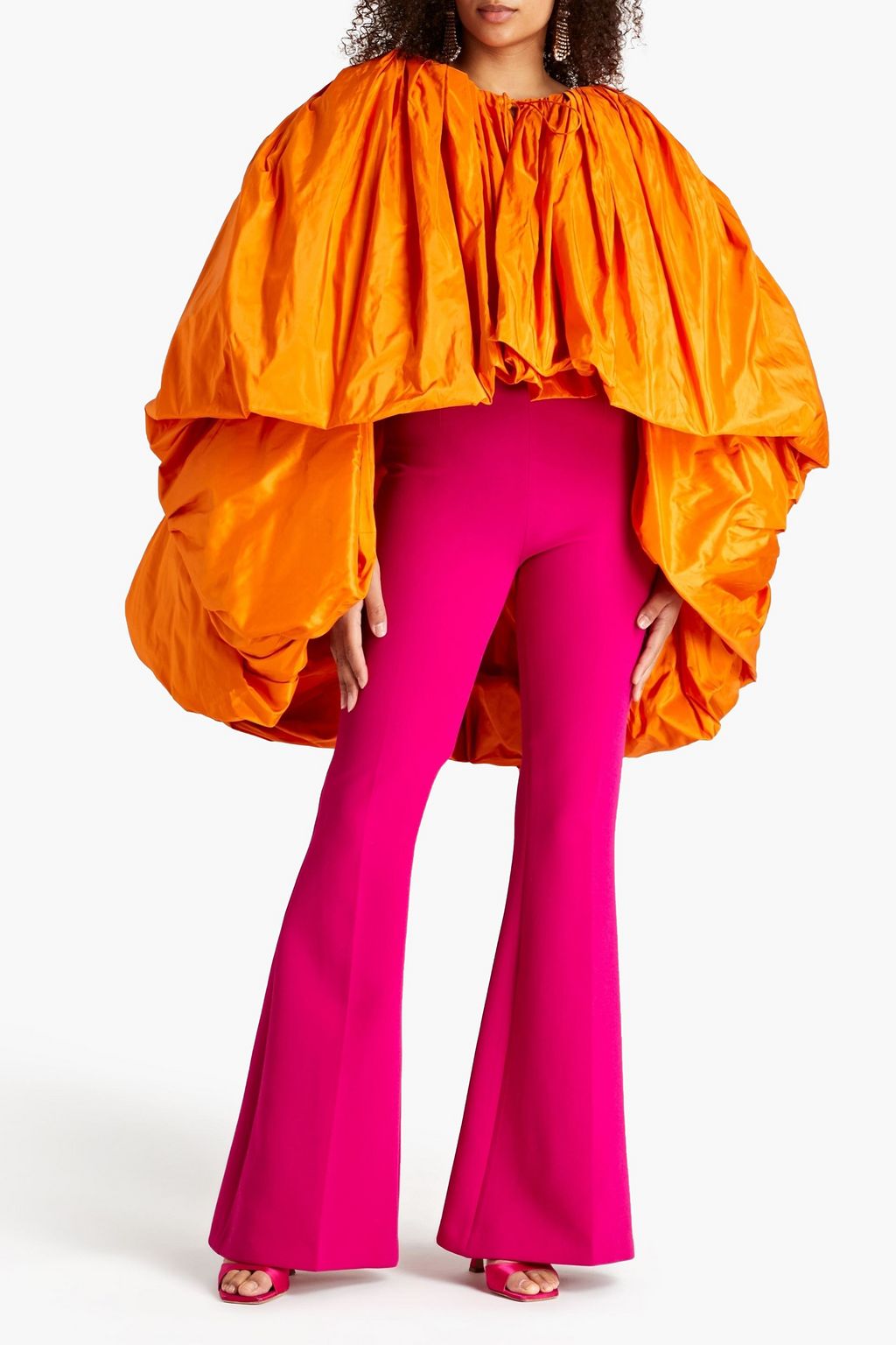 OSCAR DE LA RENTA Gathered silk-taffeta blouse