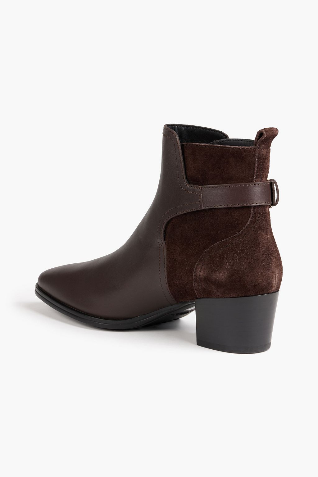 TOD'S Buckled suede and leather ankle boots