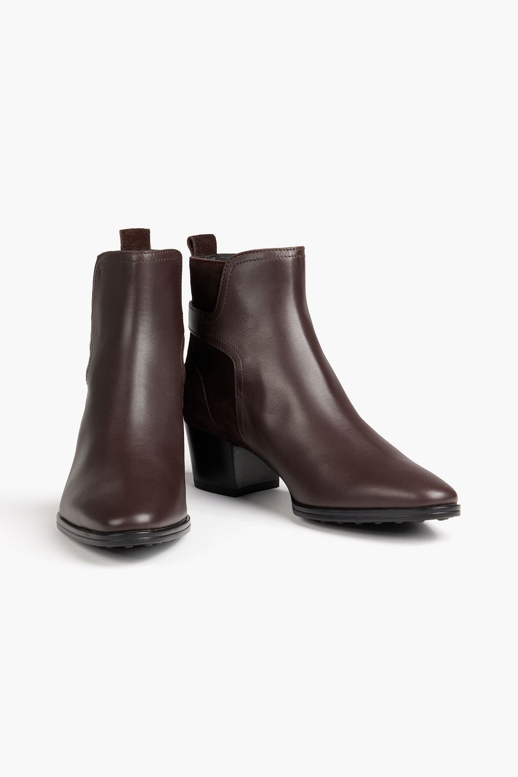 TOD'S Buckled suede and leather ankle boots