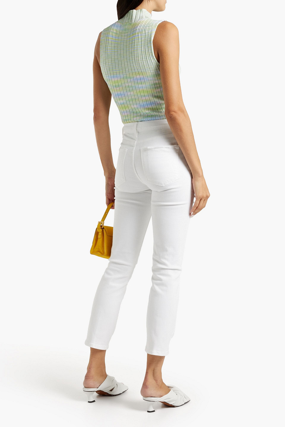 FRAME LE HIGH CROPPED DISTRESSED HIGH-RISE SKINNY JEANS 3074457345633661336