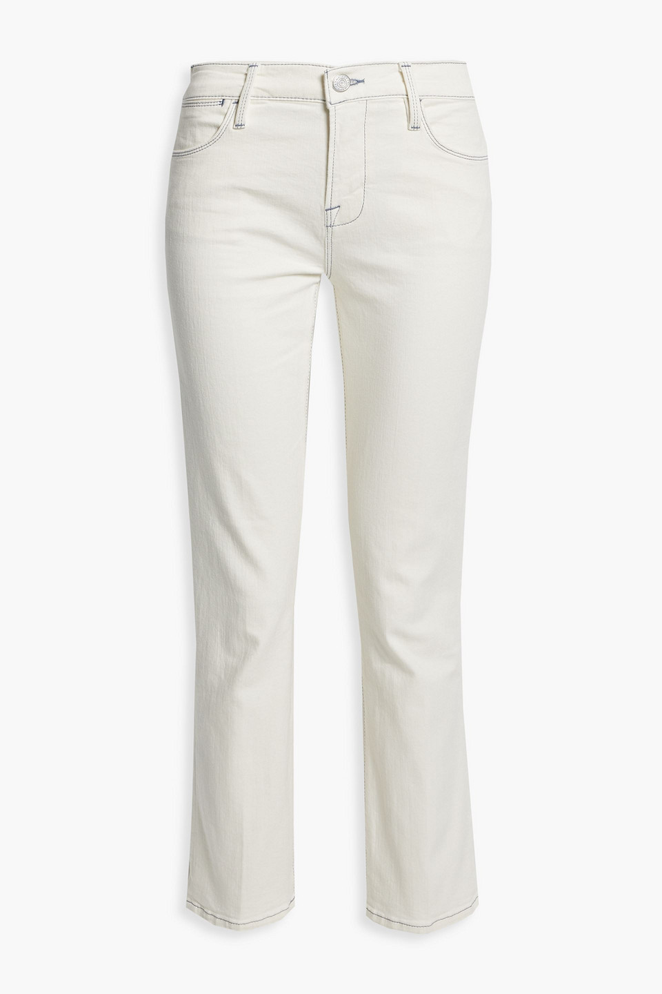 Frame Le High Straight Cropped High-rise Slim-leg Jeans In Off-white