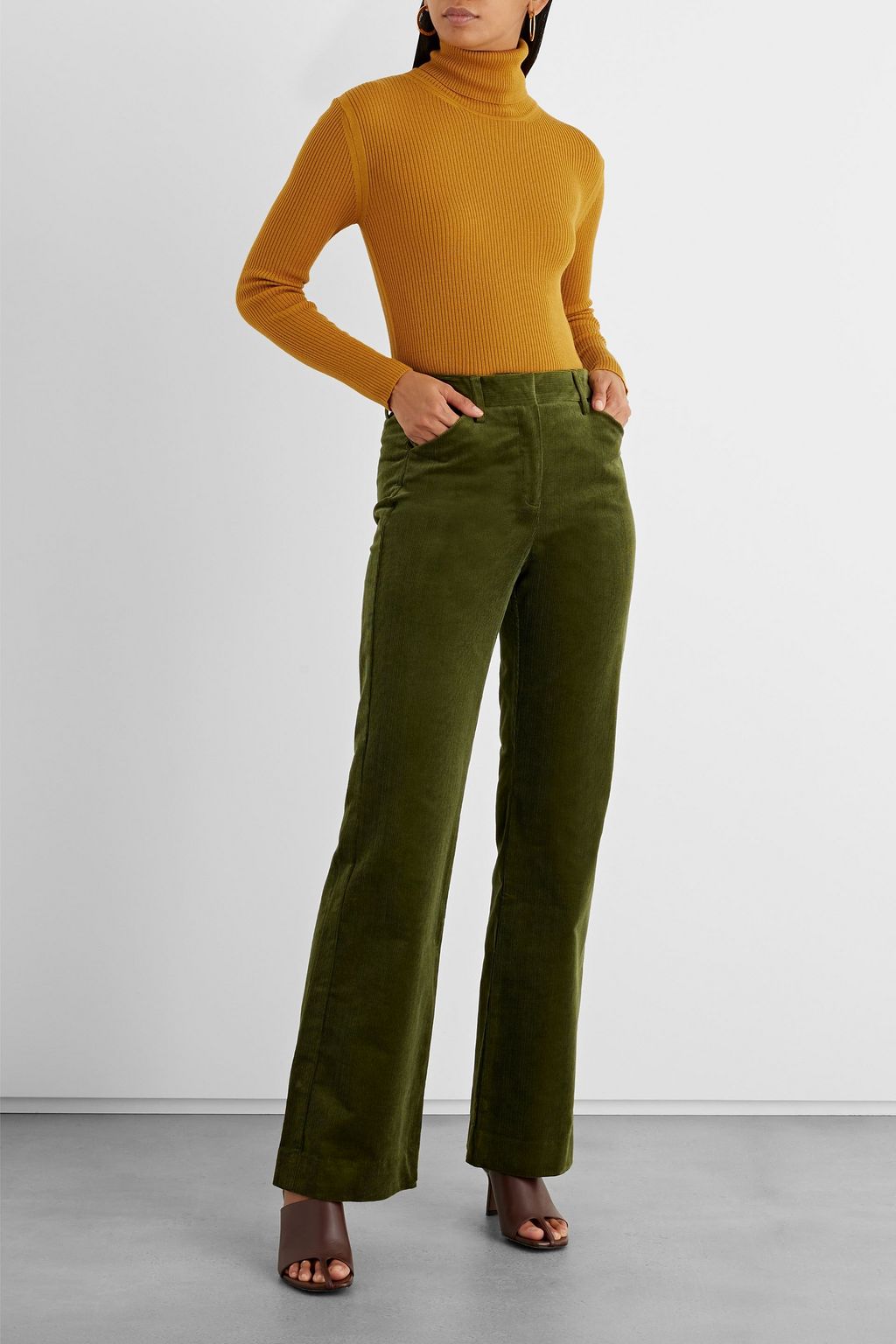 IRIS & INK Floriane ribbed merino wool turtleneck sweater