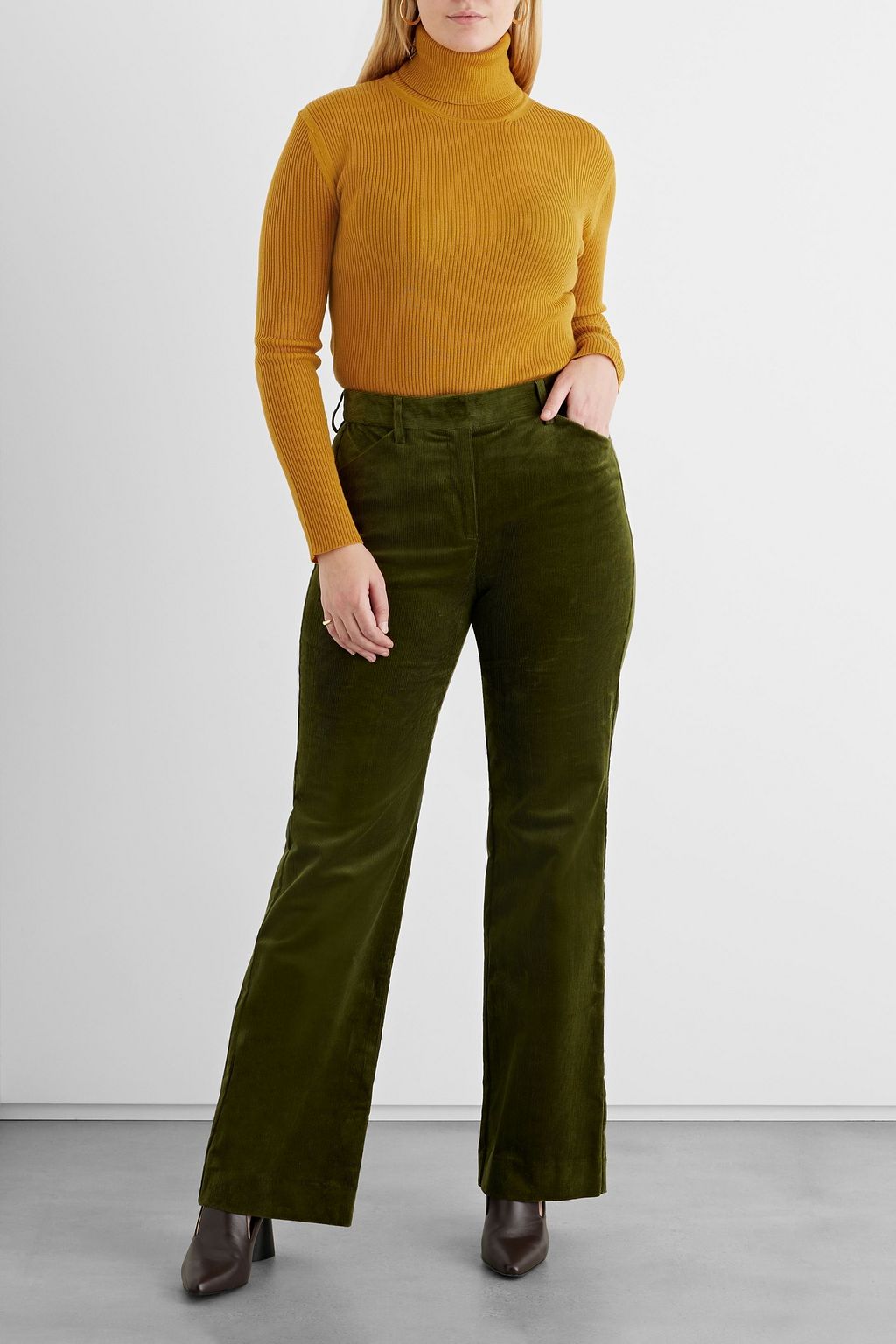 IRIS & INK Floriane ribbed merino wool turtleneck sweater