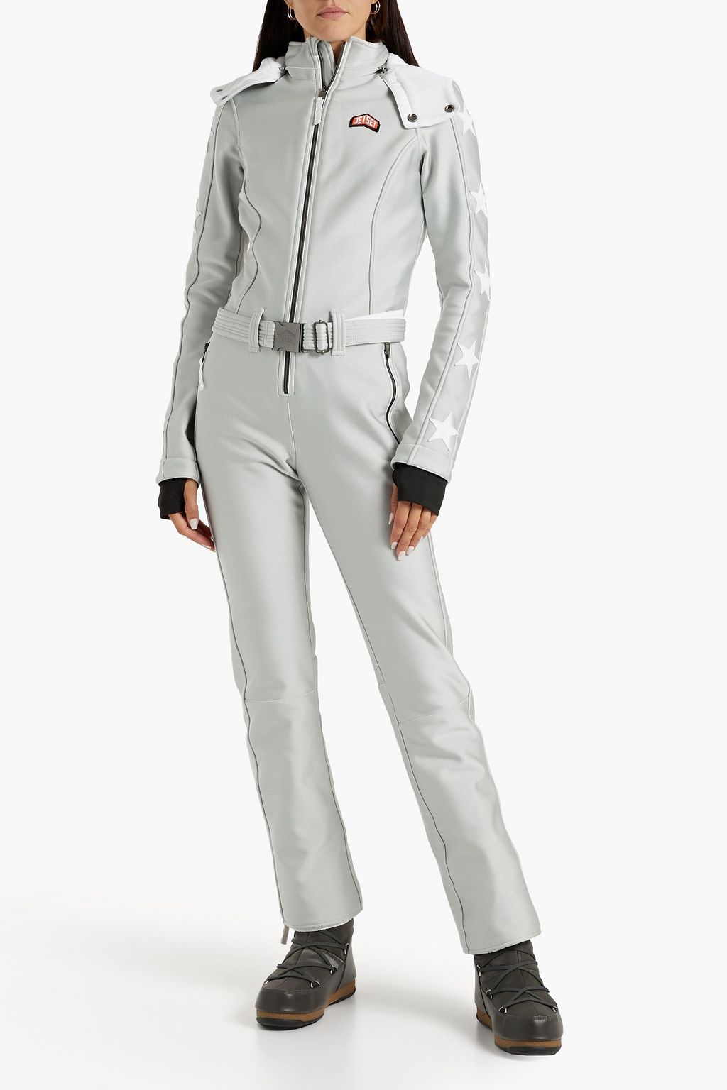 JETSET Magic Ghoster Glam belted hooded ski suit