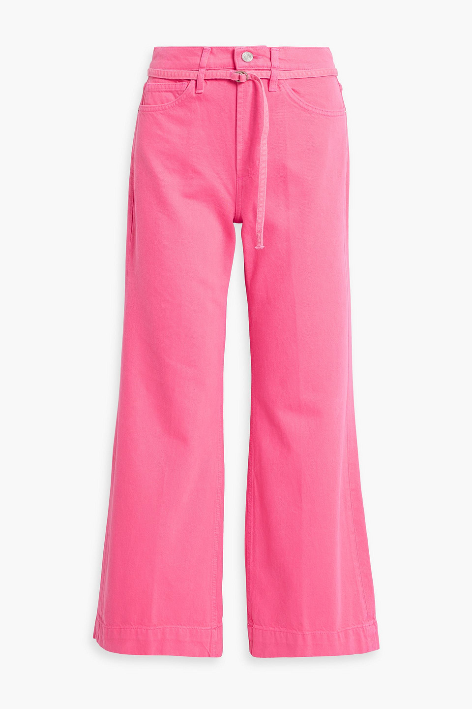 Shop Frame Belted High-rise Wide-leg Jeans In Pink