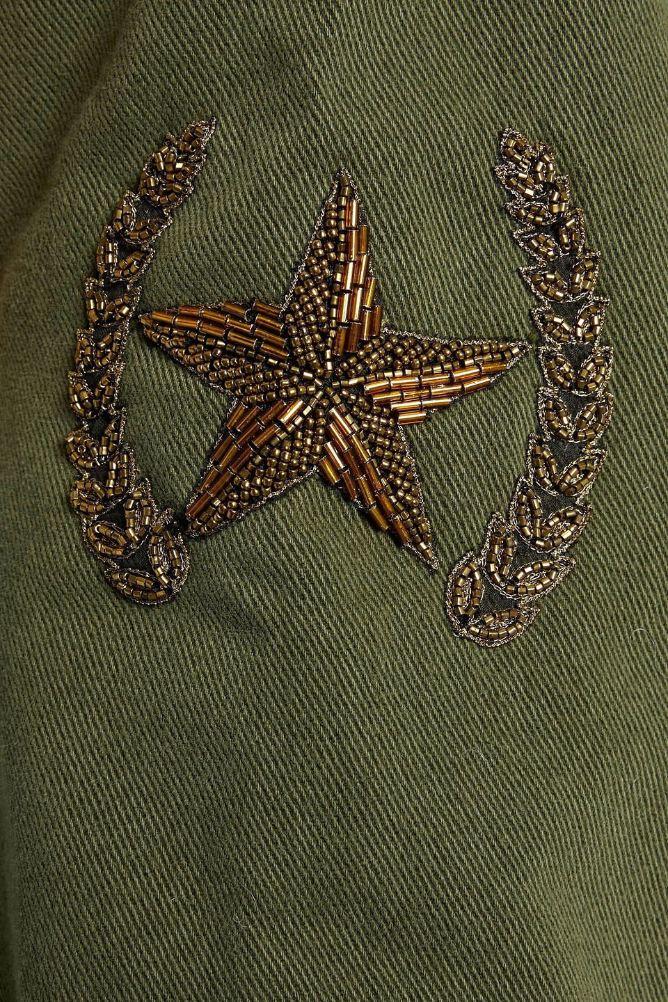 Ser.o.ya Abel Double-breasted Embellished Cotton-twill Coat In Army Green
