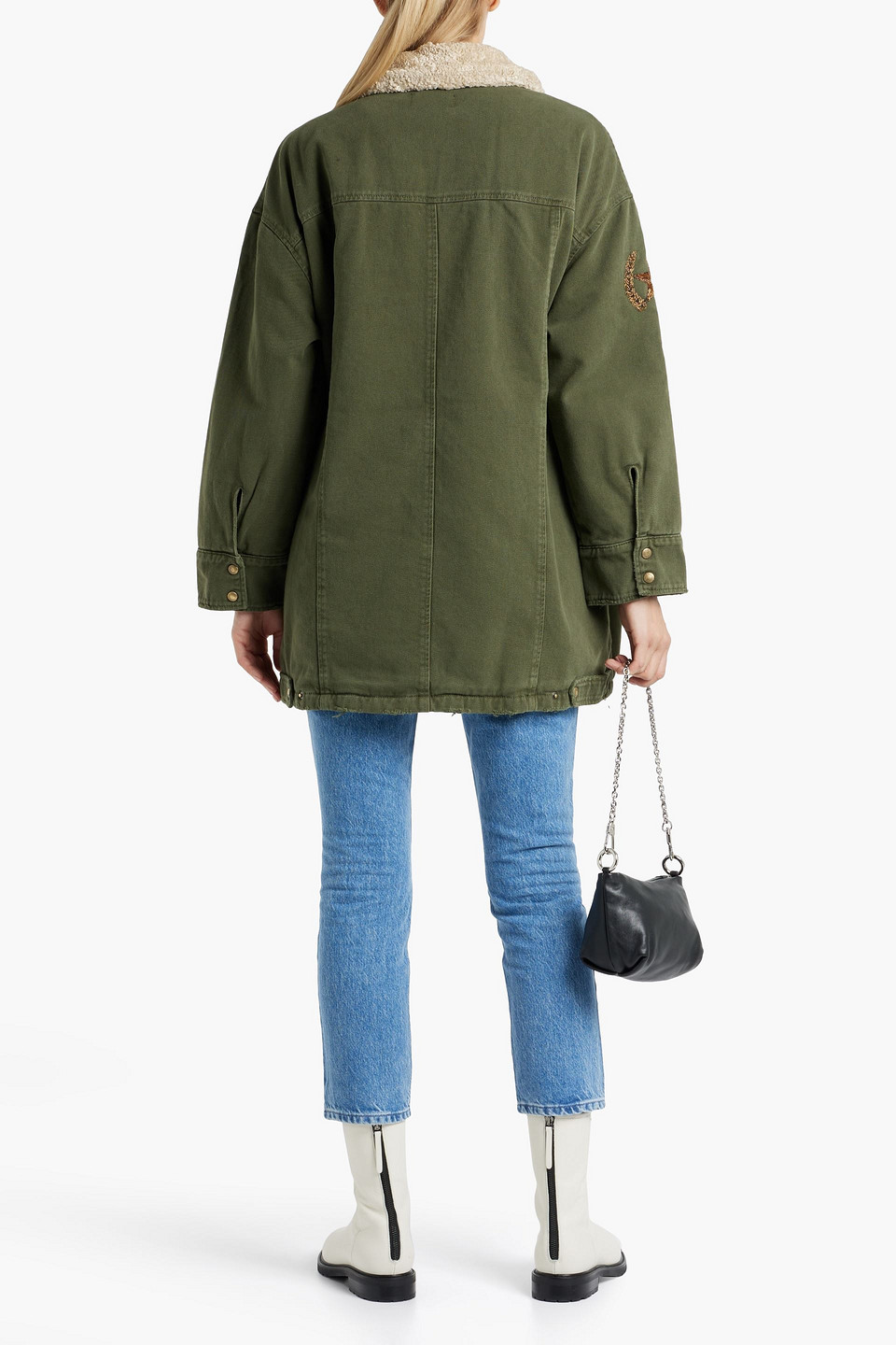 Ser.o.ya Abel Double-breasted Embellished Cotton-twill Coat In Army Green
