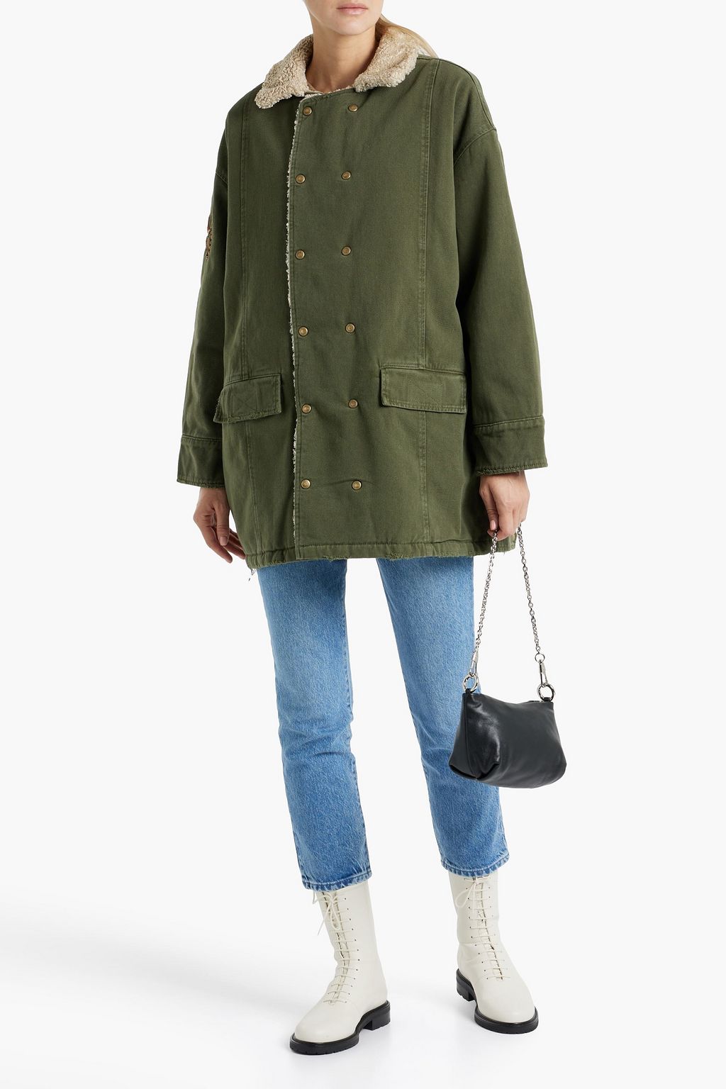 SER.O.YA Abel double-breasted embellished cotton-twill coat