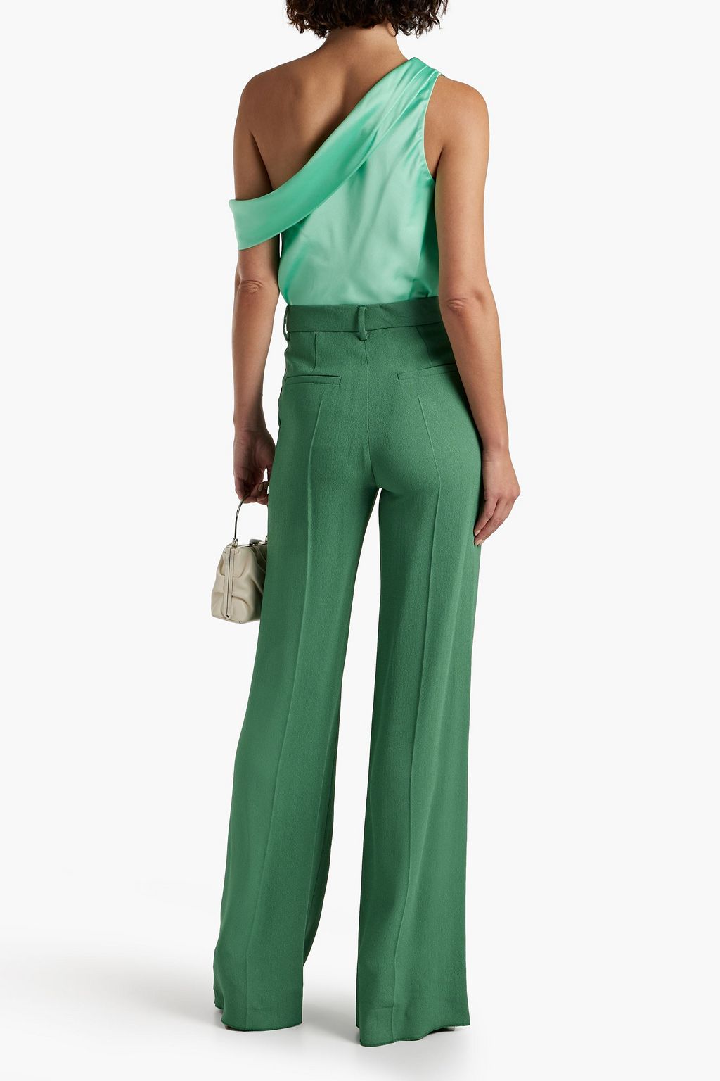 SIMKHAI Lexy one-shoulder draped satin-crepe top