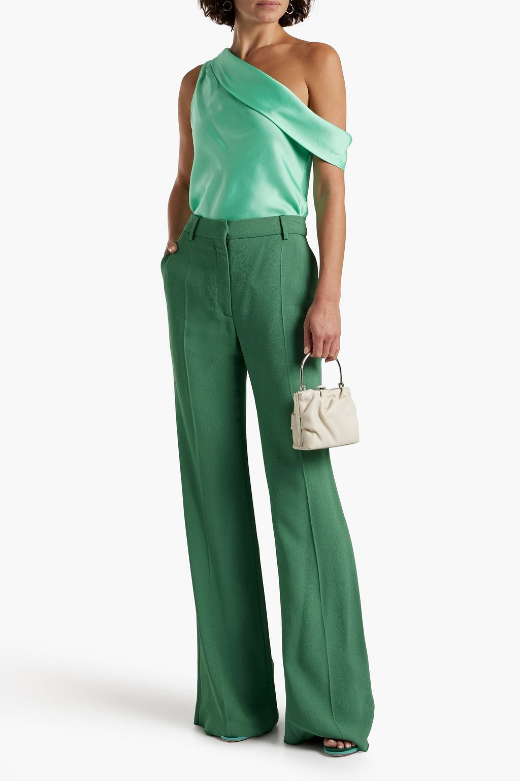 SIMKHAI Lexy one-shoulder draped satin-crepe top