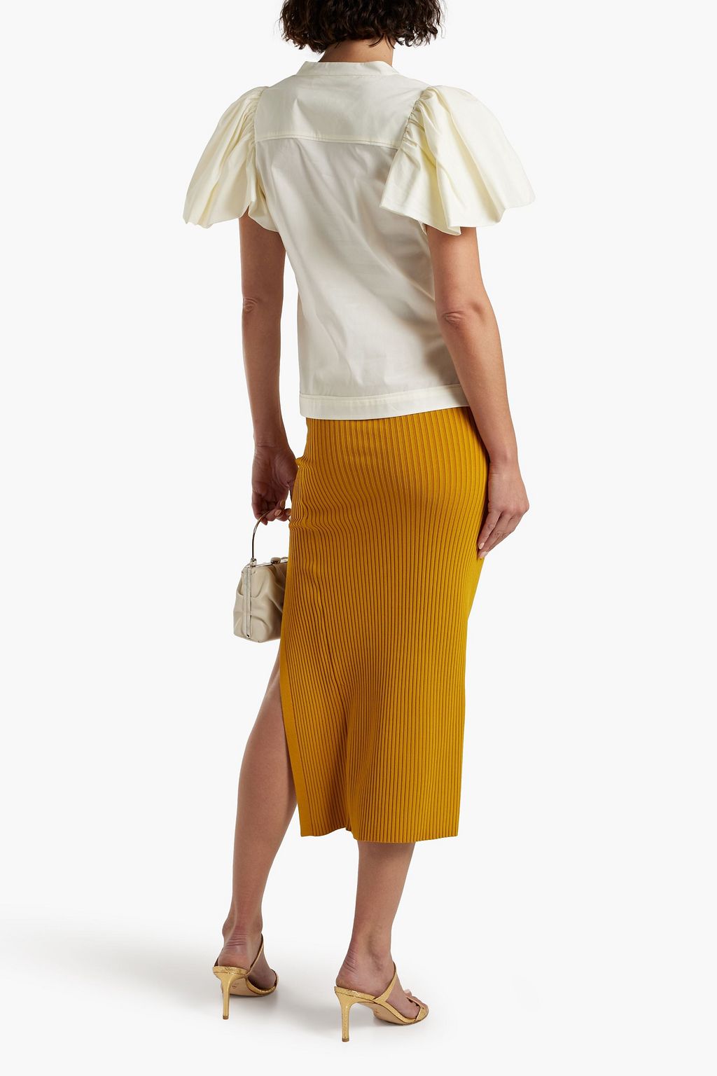 SIMKHAI Hallie gathered cotton-blend poplin top