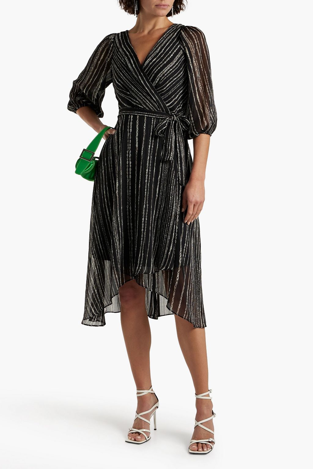 DKNY Wrap-effect printed crepon dress