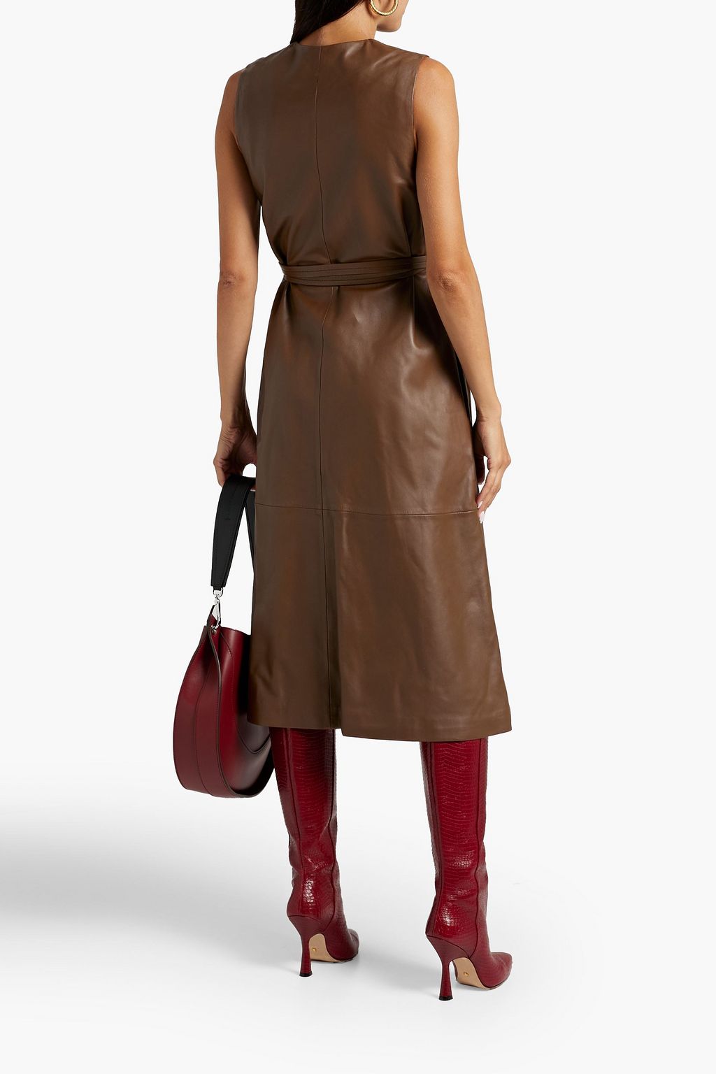 JOSEPH Dibo wrap-effect leather midi dress