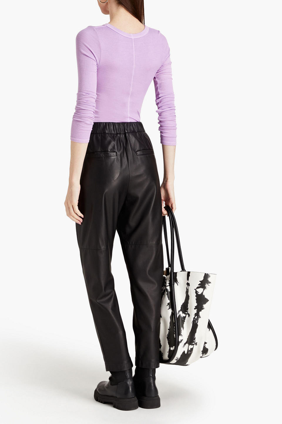 ENZA COSTA RIBBED JERSEY TOP