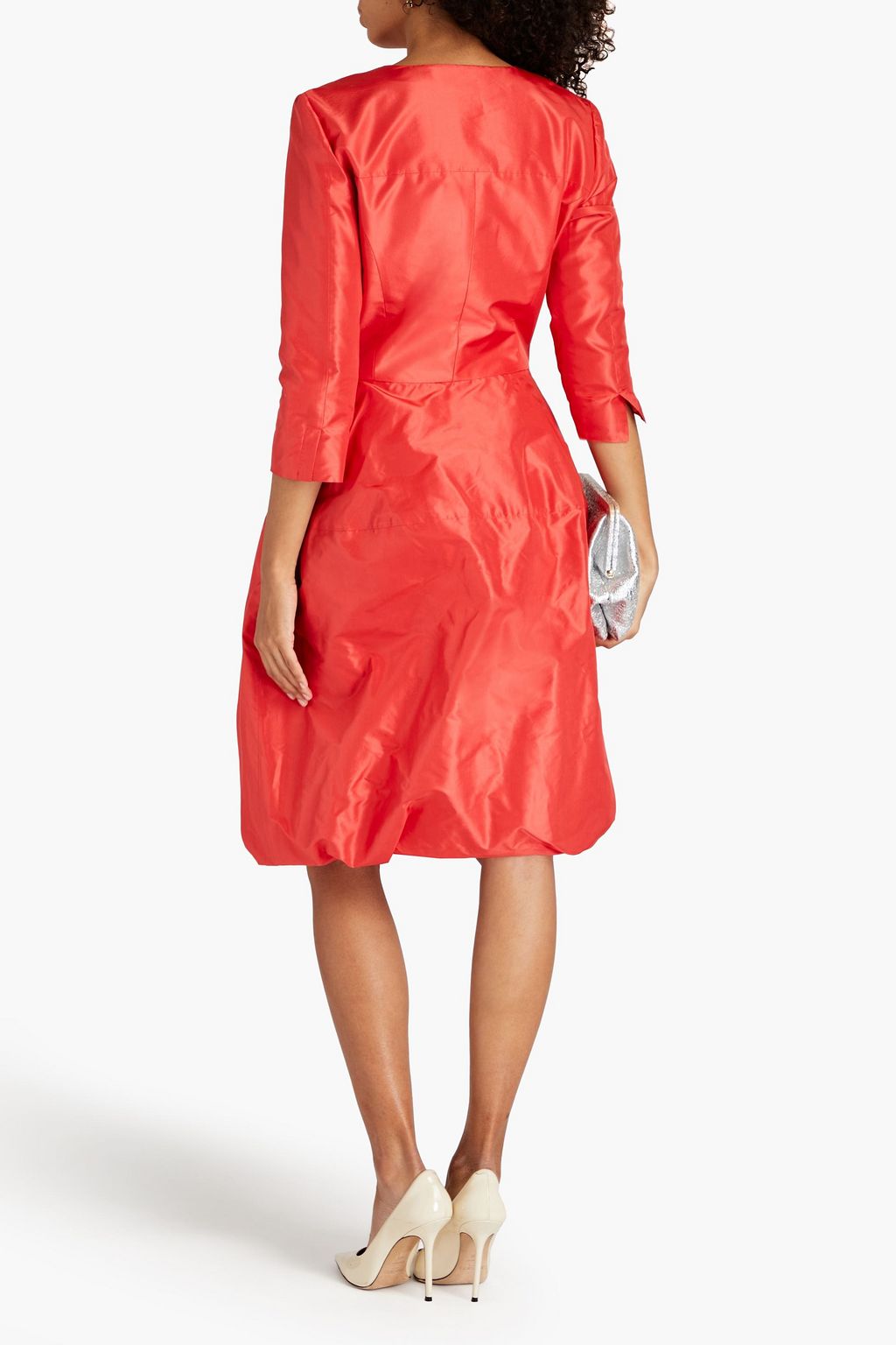 OSCAR DE LA RENTA Gathered silk-taffeta dress